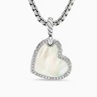 Tiffany & Co. Retour à Collier Argenté Blanc en Forme de Cœur avec Perle Mère au Centre