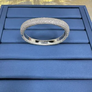 Tiffany & Co. Silver White Pavé-Set Cylindrical Bangle Bracelet