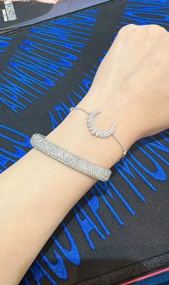 Tiffany & Co. Silver White Pavé-Set Cylindrical Bangle Bracelet 3