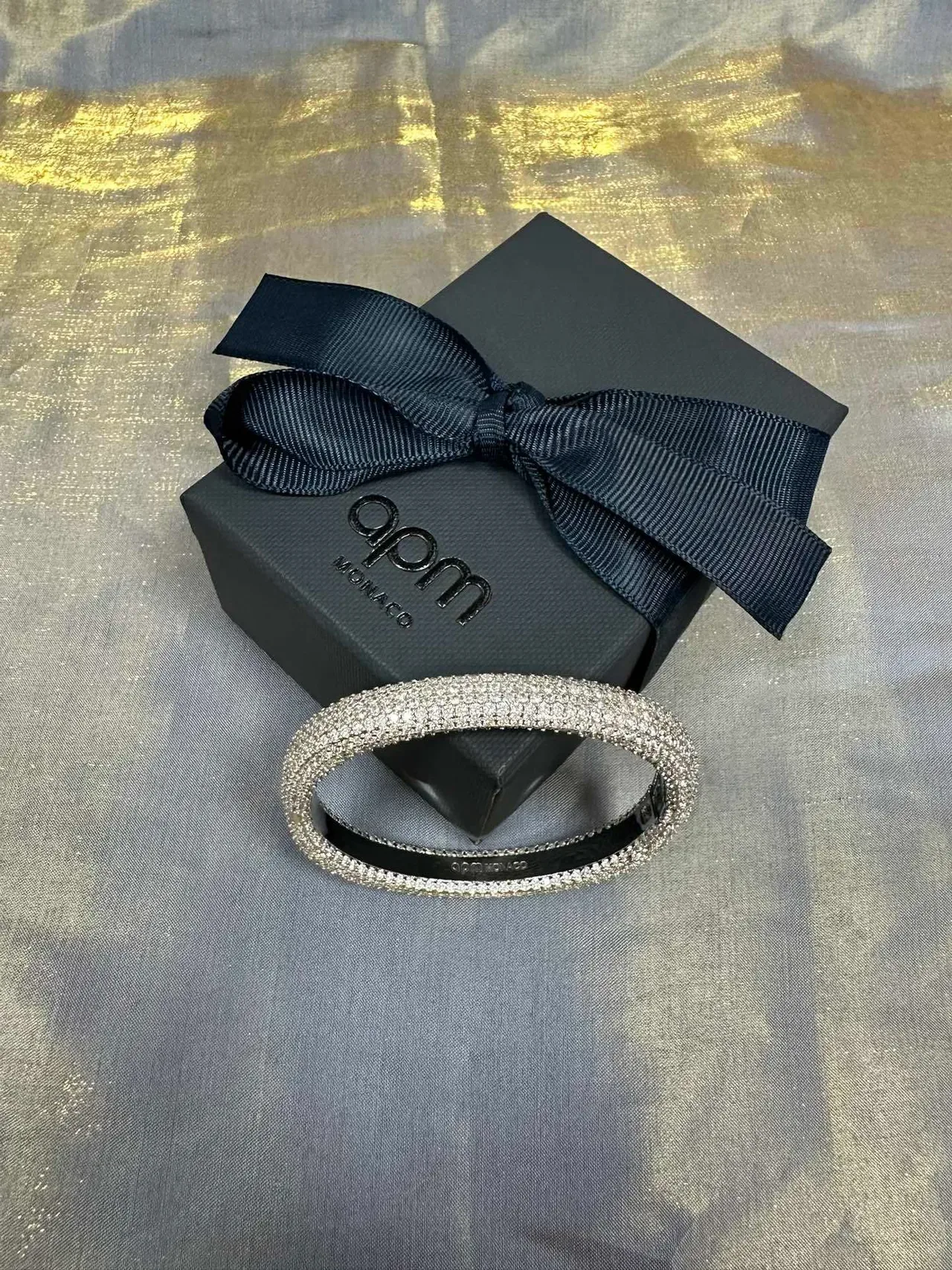 Tiffany & Co. Silver White Pavé-Set Cylindrical Bangle Bracelet 6