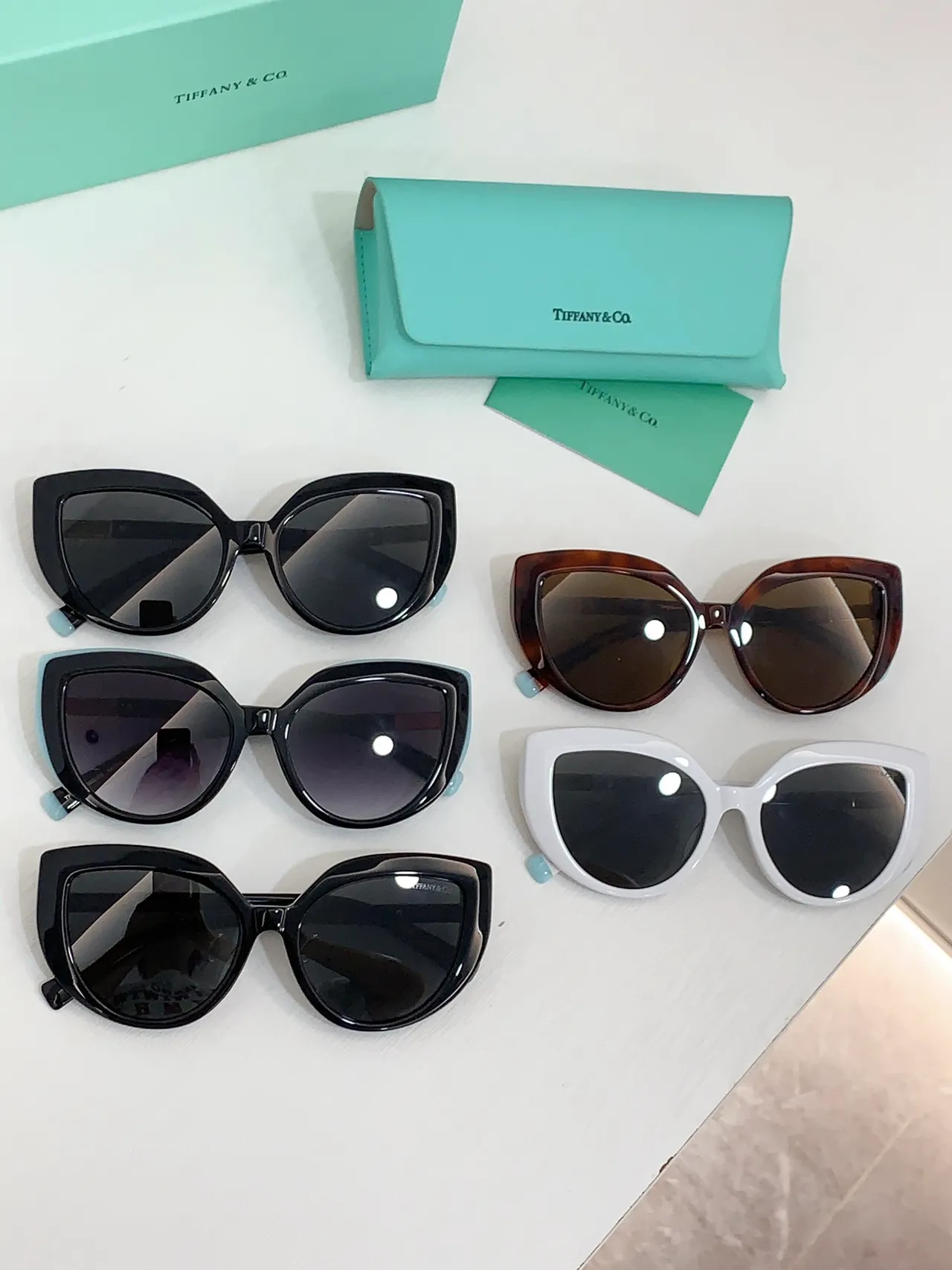 Tiffany & Co. T Collection Brown Blue Acetate Frame Gold Hinge Sunglasses 4