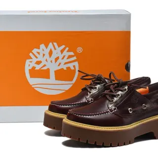 Timberland Burgundy Brown Moc-Toe Stitching Metal D-Ring Eyelets Boat Shoes