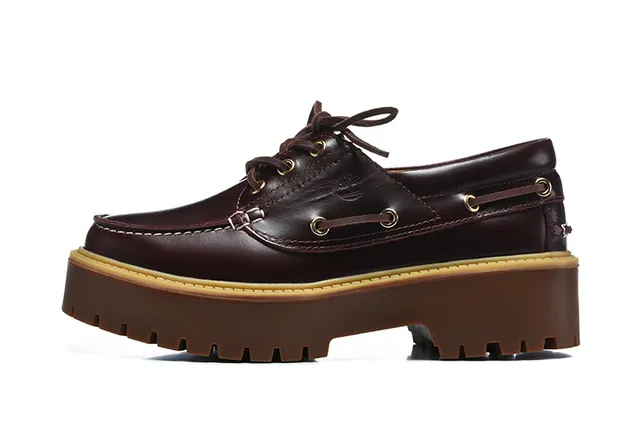 Timberland Burgundy Brown Moc-Toe Stitching Metal D-Ring Eyelets Boat Shoes 11