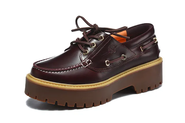 Timberland Burgundy Brown Moc-Toe Stitching Metal D-Ring Eyelets Boat Shoes 12