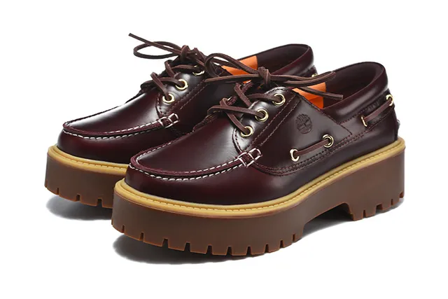 Timberland Burgundy Brown Moc-Toe Stitching Metal D-Ring Eyelets Boat Shoes 13