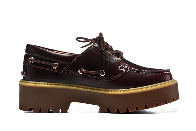 Timberland Burgundy Brown Moc-Toe Stitching Metal D-Ring Eyelets Boat Shoes 14