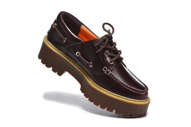 Timberland Burgundy Brown Moc-Toe Stitching Metal D-Ring Eyelets Boat Shoes 15