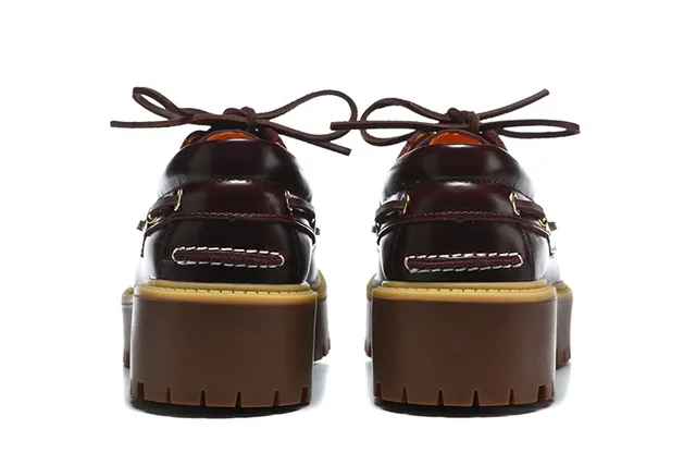 Timberland Burgundy Brown Moc-Toe Stitching Metal D-Ring Eyelets Boat Shoes 17