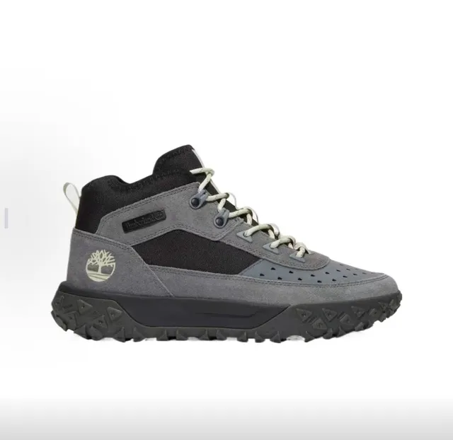 Timberland Gray and Black Perforated Mid-Cut Hiking Boots 2