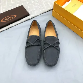 Tod's Double T Bow Loafer mocasines de ante gris oscuro