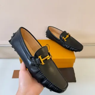 Tod's Gommino Loafer Black Leather H-Bit Pebble Sole Loafers