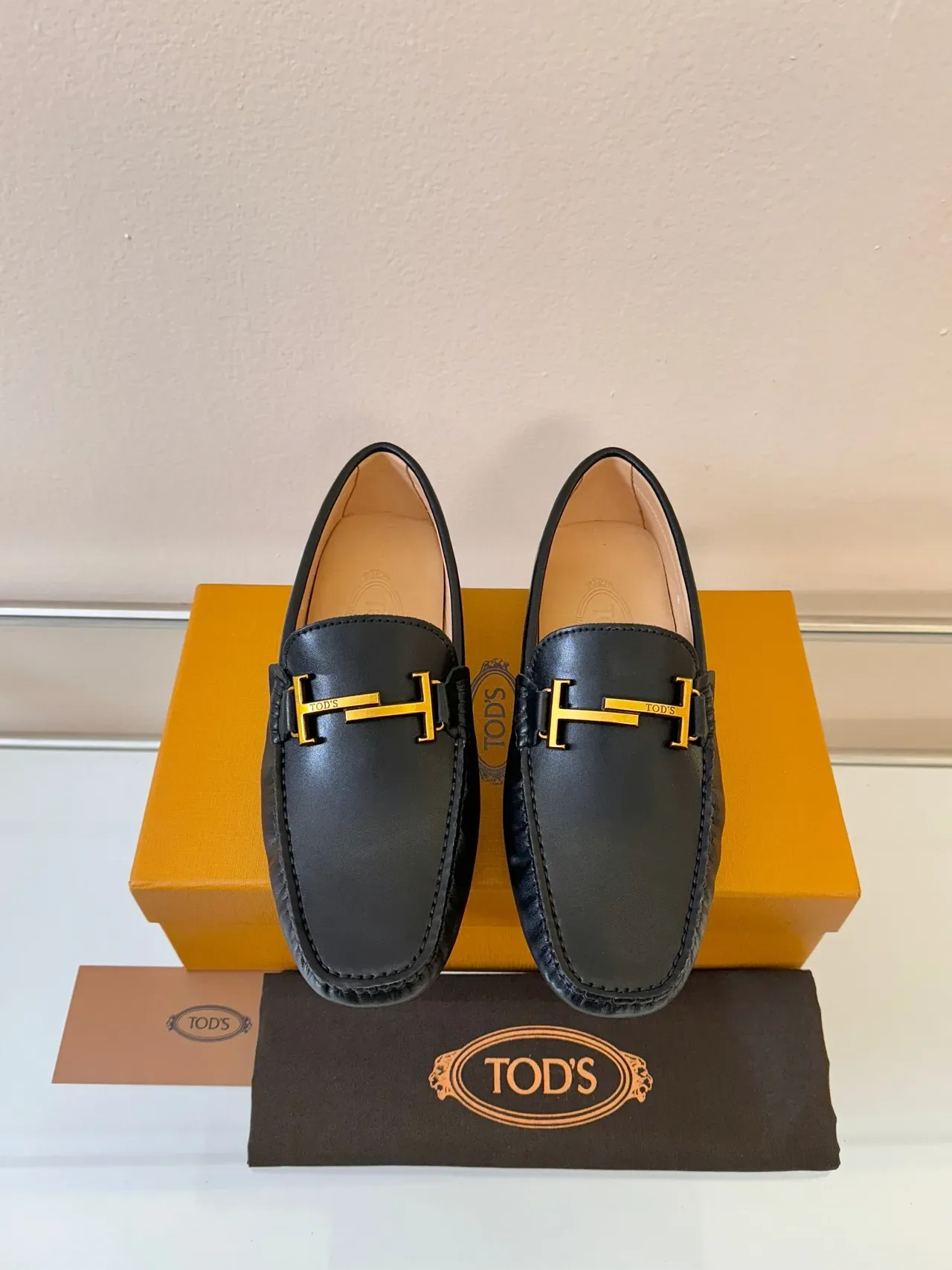 Mocassins Tod's Gommino Couro Preto H-Bit Pebble Sole 6