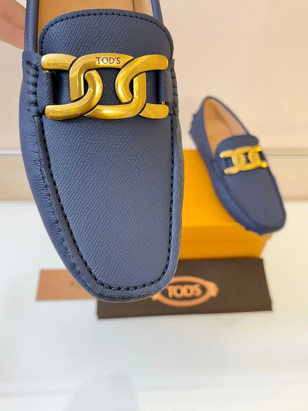 Tod's Gommino Loafer Navy Blue Gold Horsebit Leather Loafers 3
