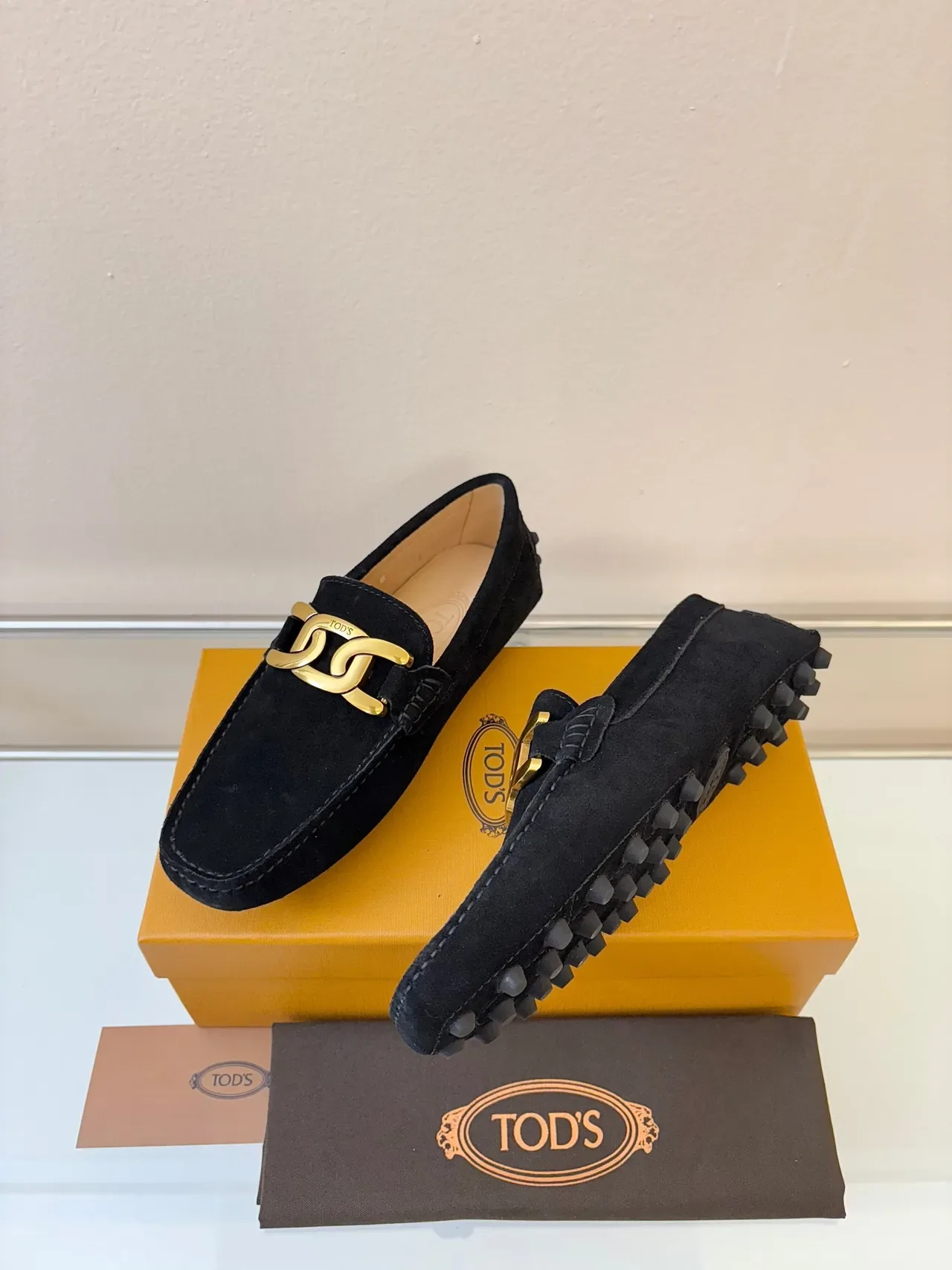 Tod's Horsebit Loafer Black Gold Suede Buckle Loafer 2