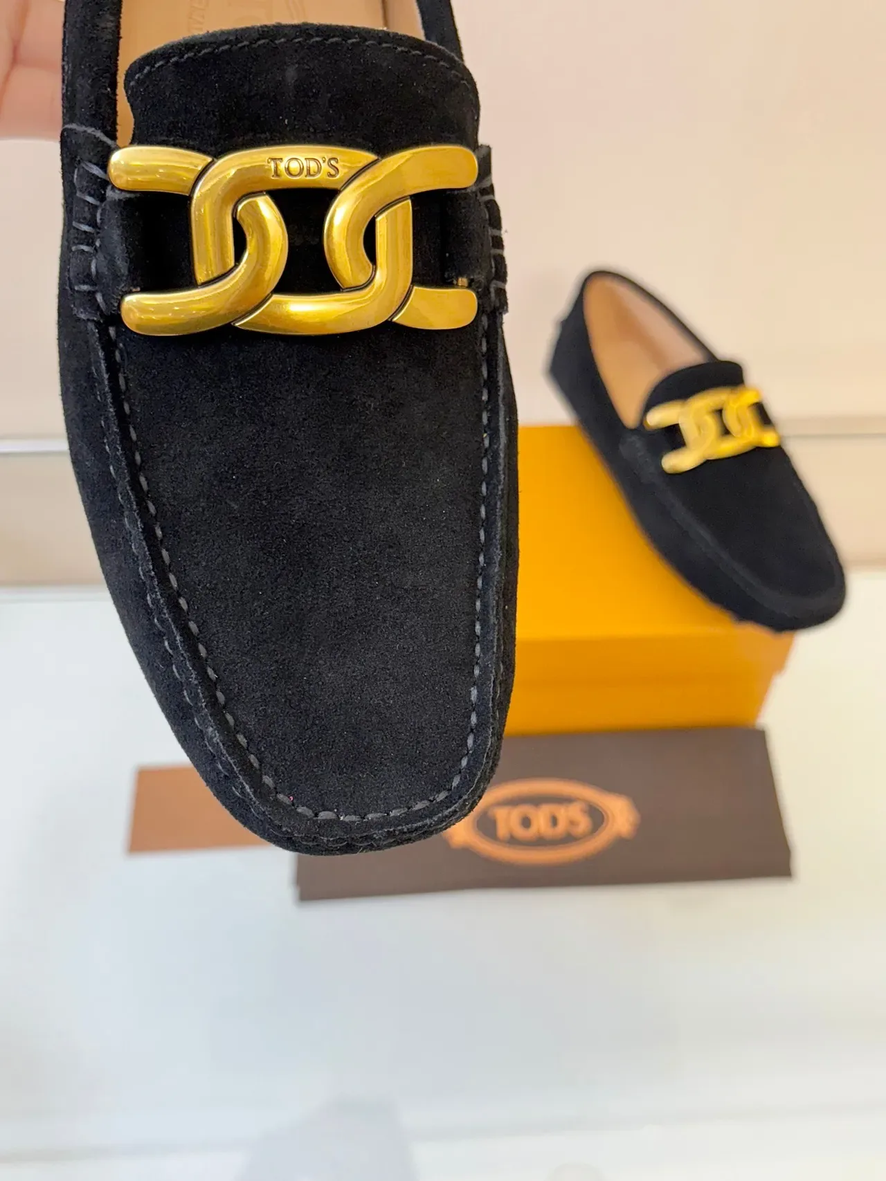 Tod's Horsebit Loafer Black Gold Suede Buckle Loafer 3