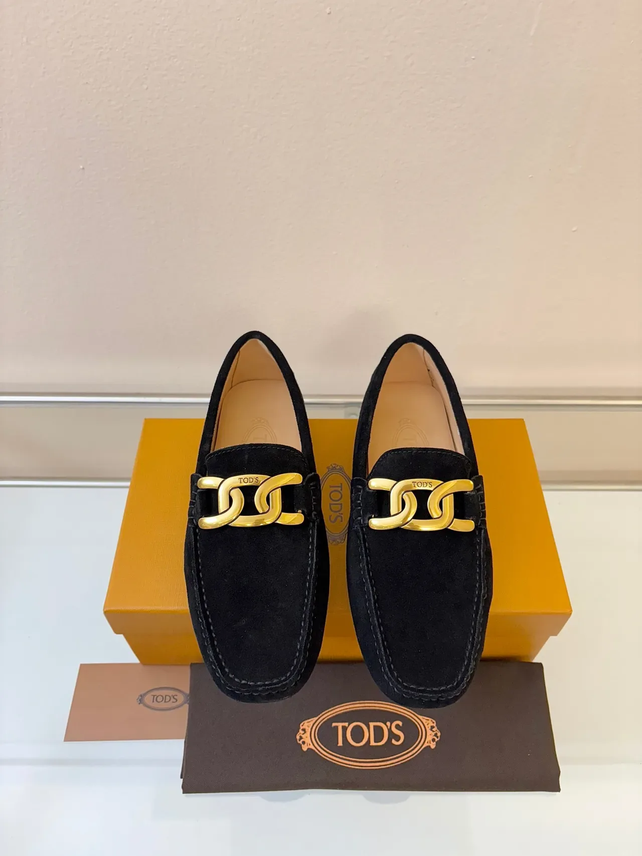 Tod's Horsebit Loafer Black Gold Suede Buckle Loafer 6