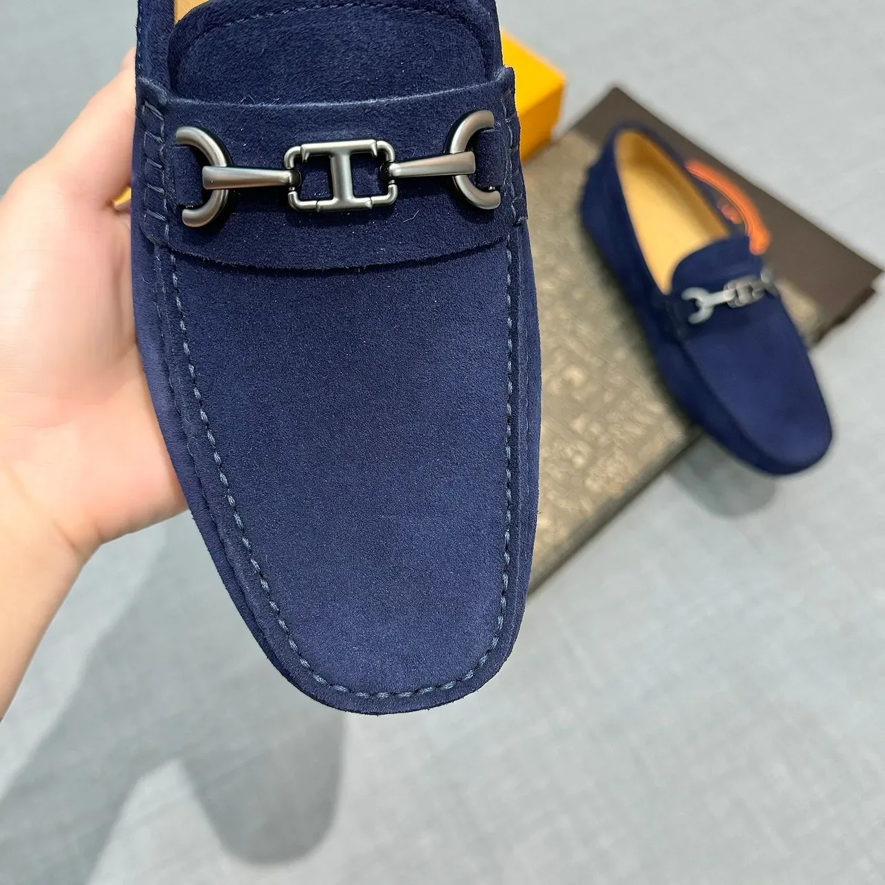 Tod's Horsebit Loafer Navy Suede Men's Loafers 4
