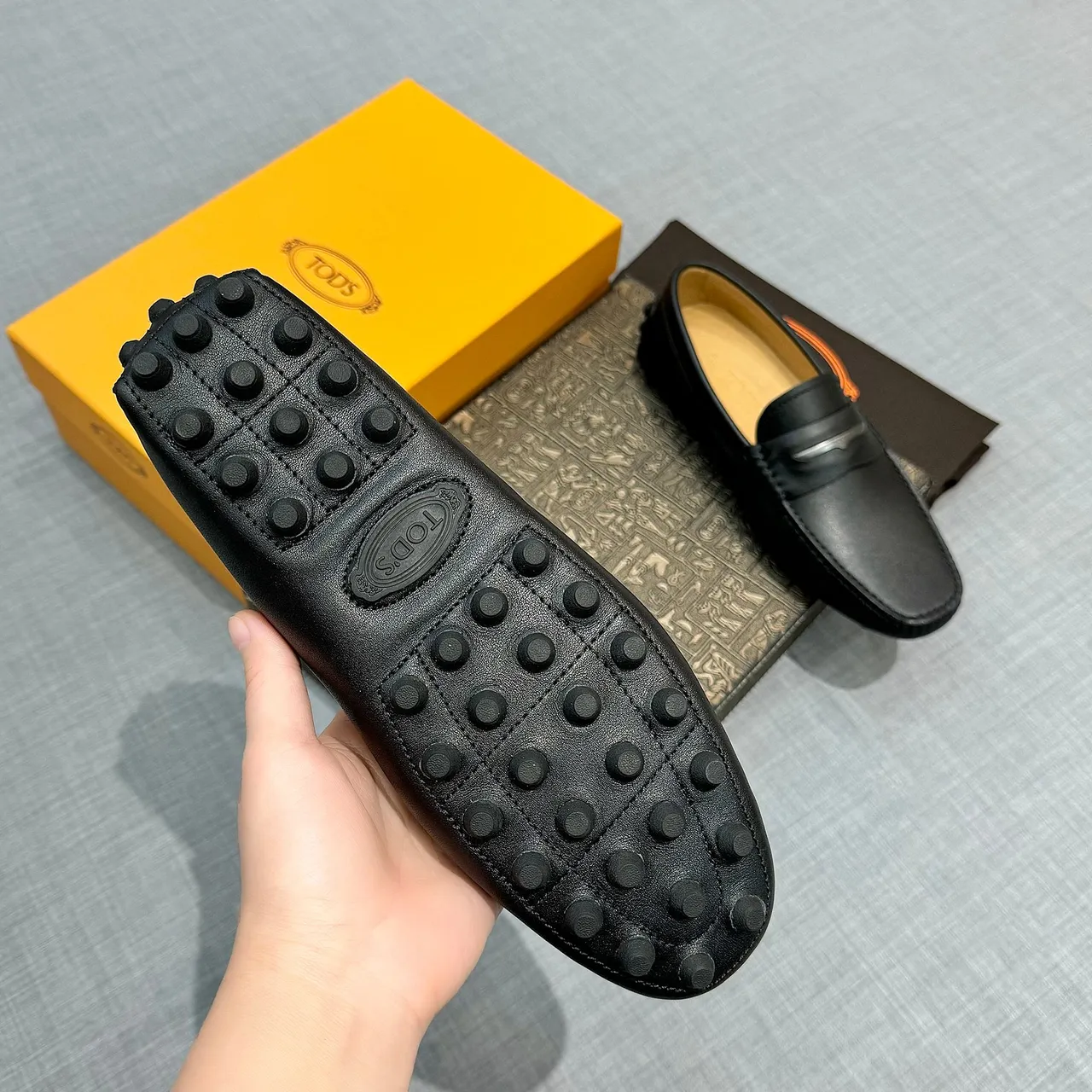 Tod's Noir y Beige Cuir Boucle Horsebit Loafer 5