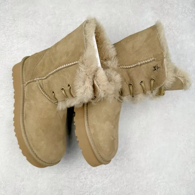 UGG Beige Brown Suede Upper Shearling-Lined Snow Boots 4