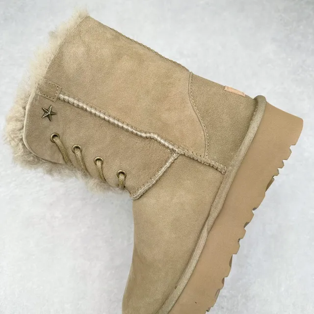 UGG Beige Brown Suede Upper Shearling-Lined Snow Boots 7