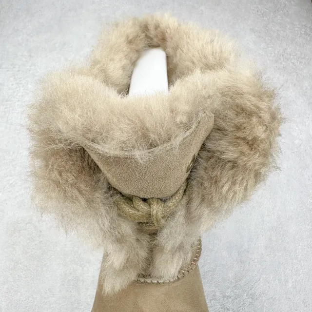 UGG Beige Brown Suede Upper Shearling-Lined Snow Boots 9