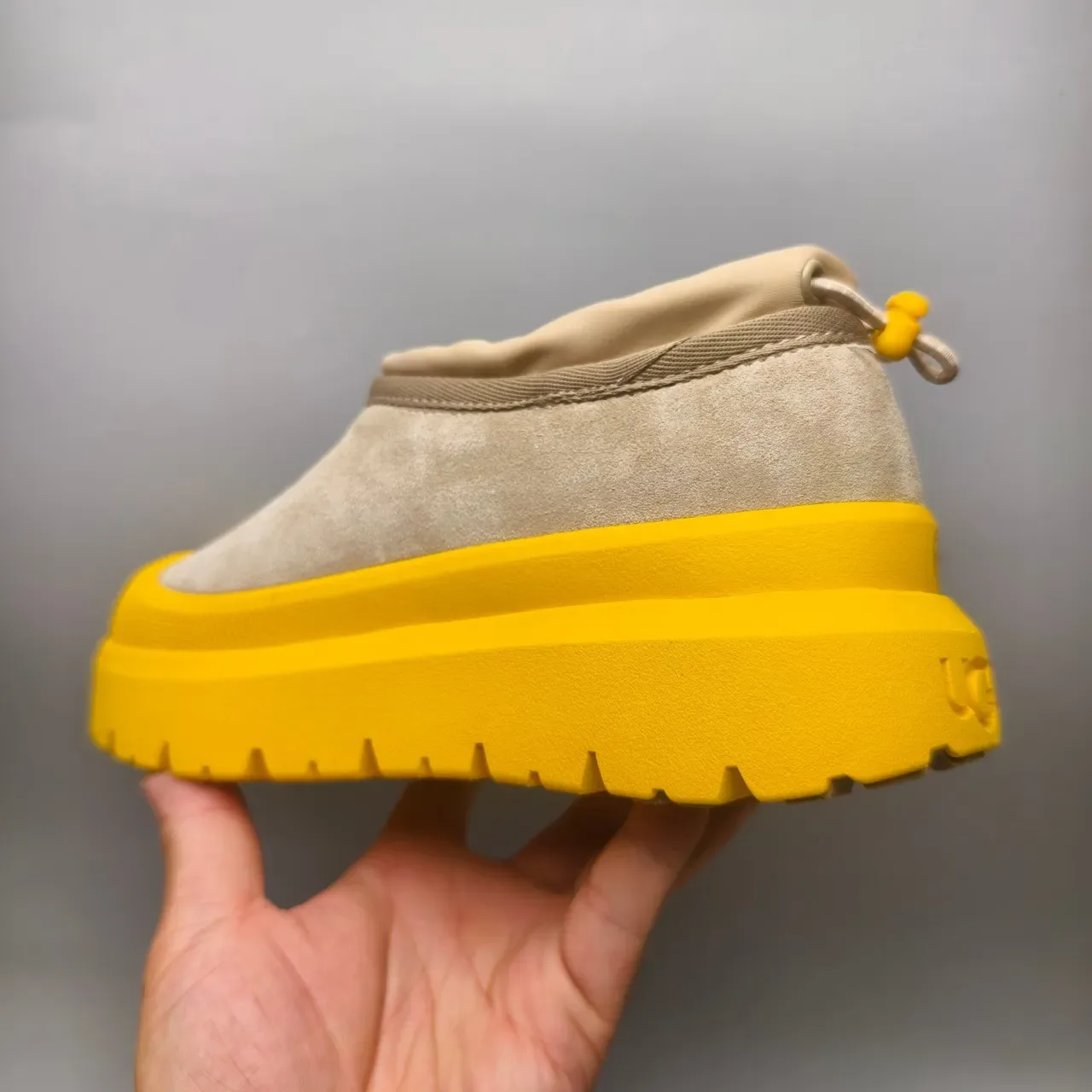 UGG Beige Yellow Slip-On Platform Sole Lifestyle Sneakers 4