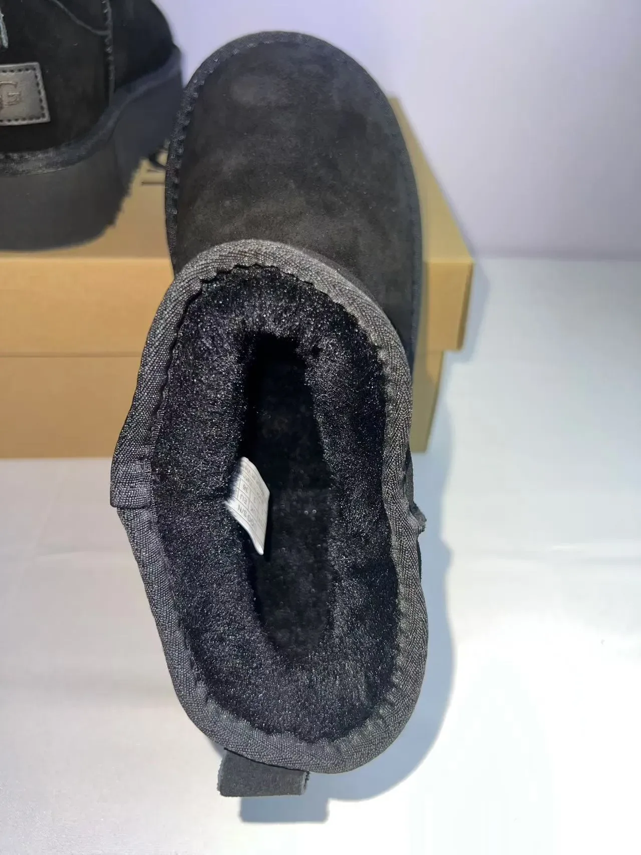 UGG Black Suede Upper Shearling-Lined Collar Snow Boots 4