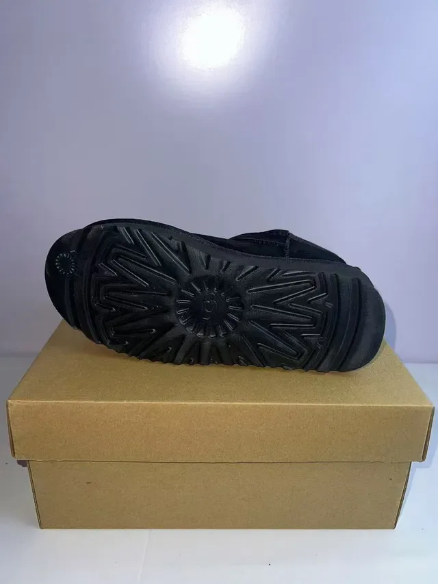 UGG Black Suede Upper Shearling-Lined Collar Snow Boots 5