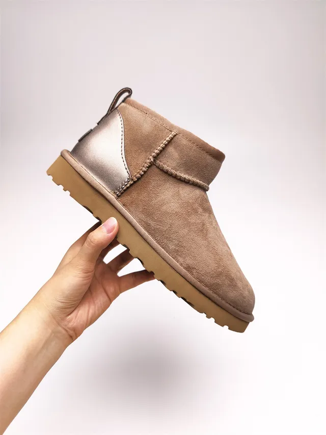 UGG Brown Beige Suede Upper Shearling-Lined Snow Boots 6