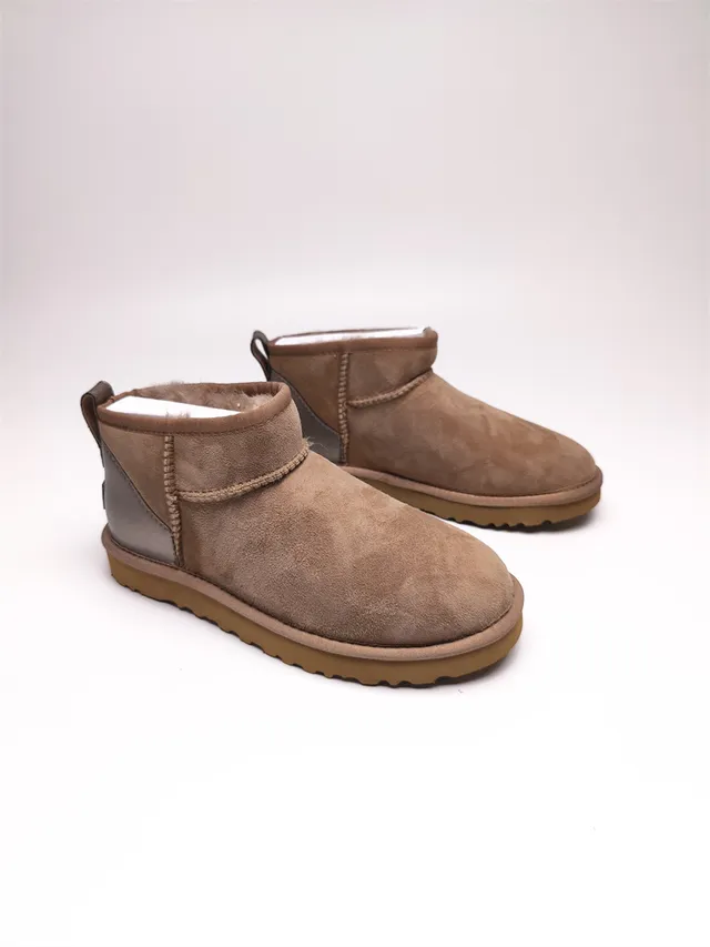 UGG Brown Beige Suede Upper Shearling-Lined Snow Boots 8