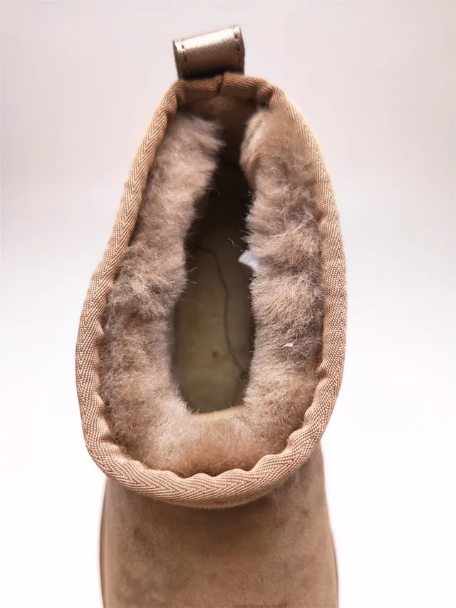 UGG Brown Beige Suede Upper Shearling-Lined Snow Boots 9