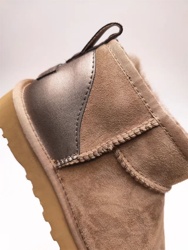 UGG Brown Beige Suede Upper Shearling-Lined Snow Boots 13