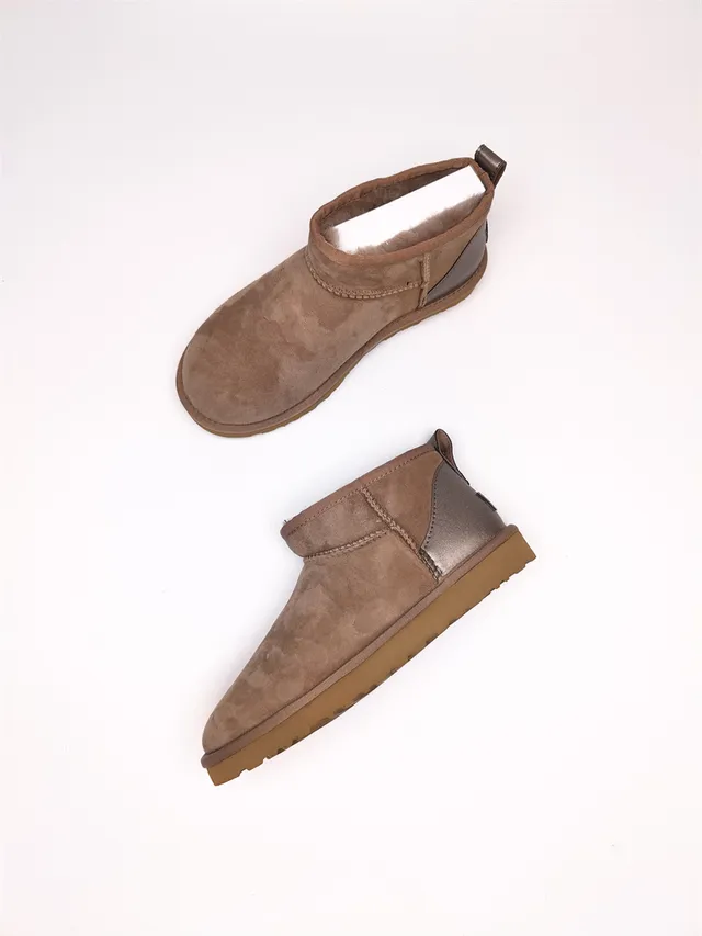 UGG Brown Beige Suede Upper Shearling-Lined Snow Boots 14