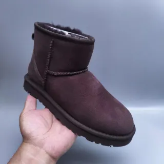 UGG Brown Suede Upper Shearling-Lined Cuff Snow Boots