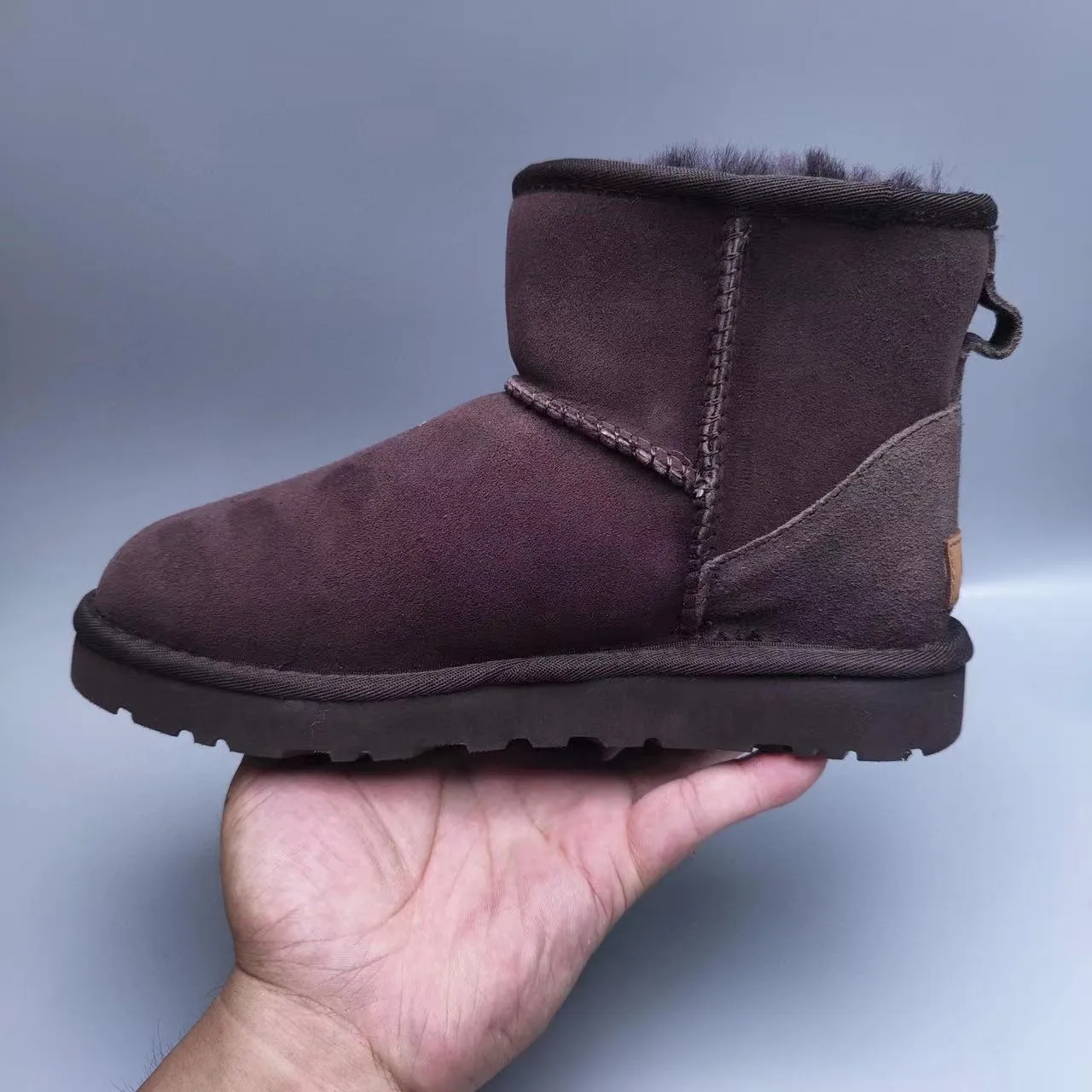 UGG Brown Suede Upper Shearling-Lined Cuff Snow Boots 2