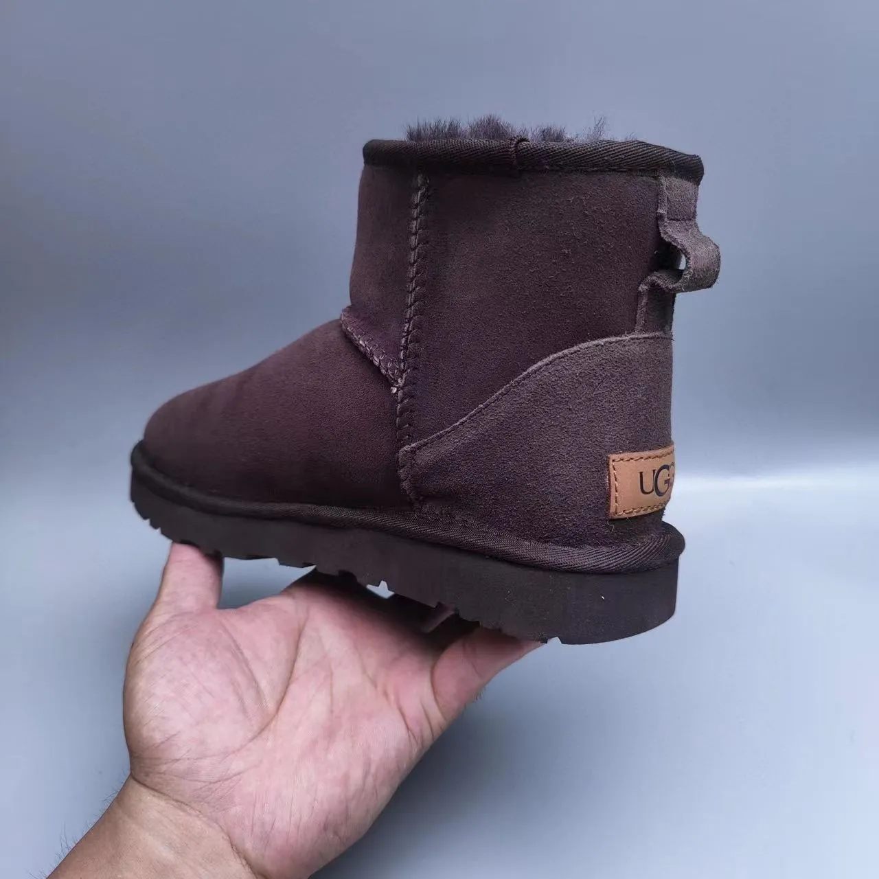UGG Brown Suede Upper Shearling-Lined Cuff Snow Boots 3