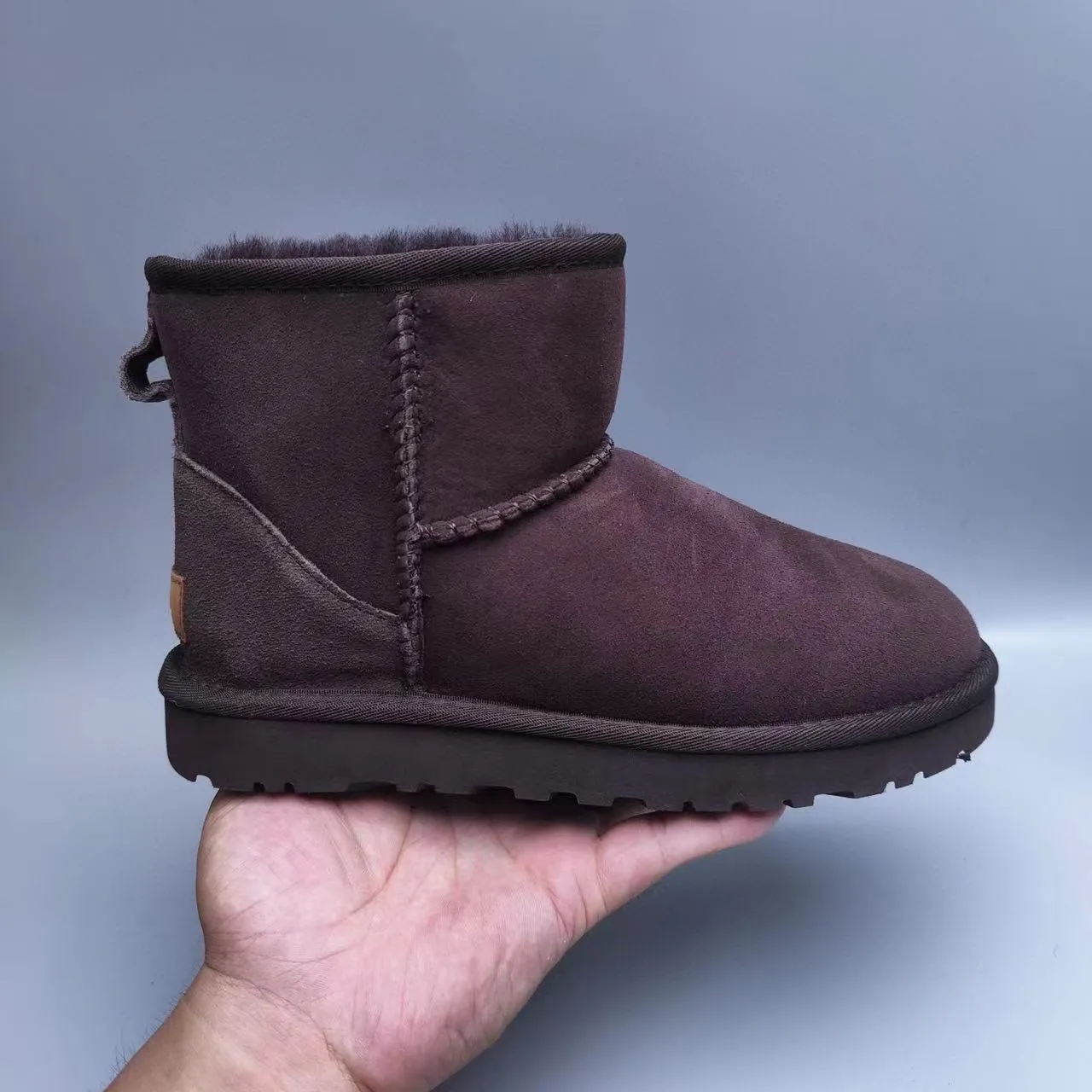 UGG Brown Suede Upper Shearling-Lined Cuff Snow Boots 5