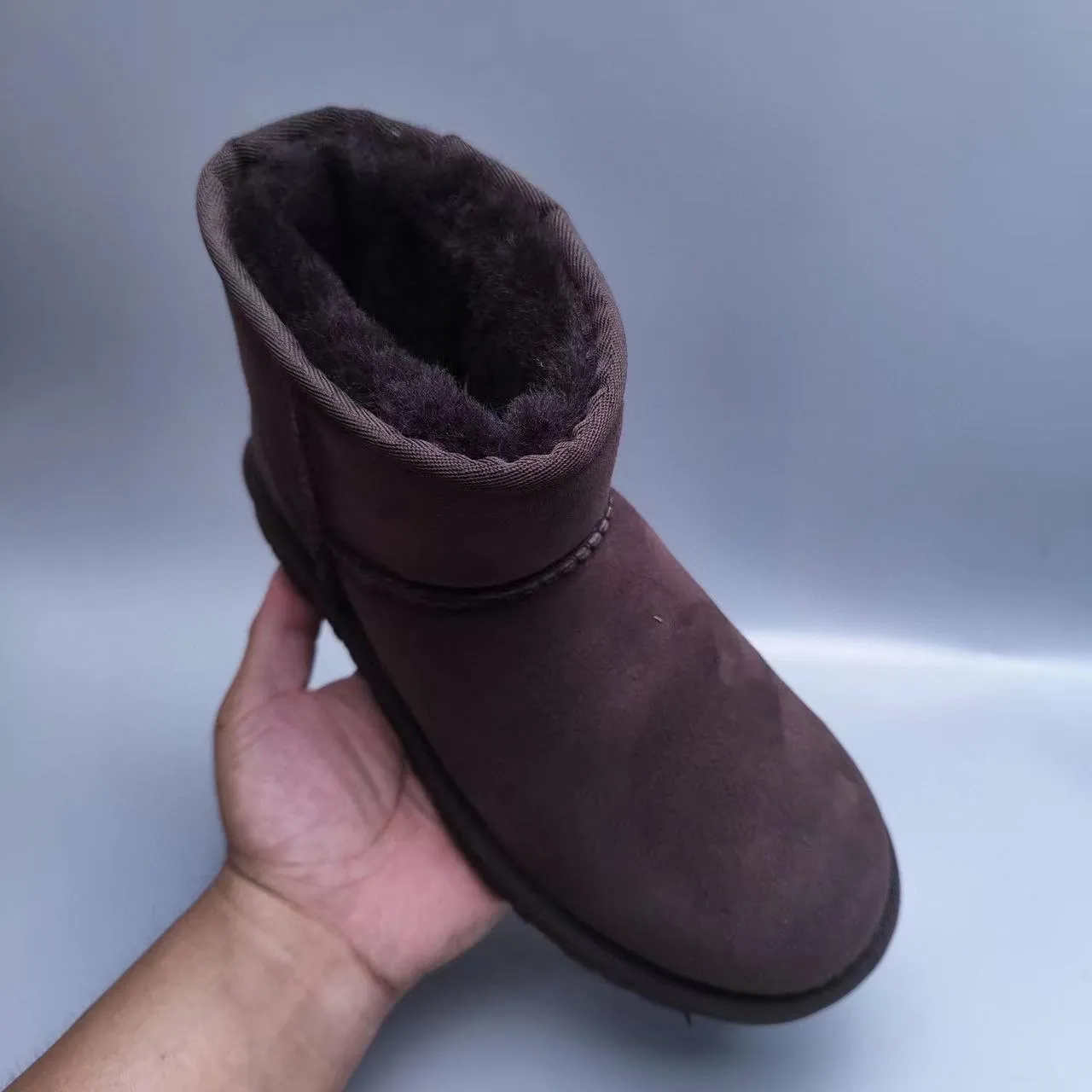 UGG Brown Suede Upper Shearling-Lined Cuff Snow Boots 7