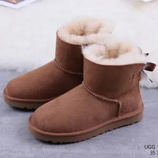 UGG ক্লাসিক মিনি বাদামী সুড শিয়ারলিং লাইন্ড স্নো বুট