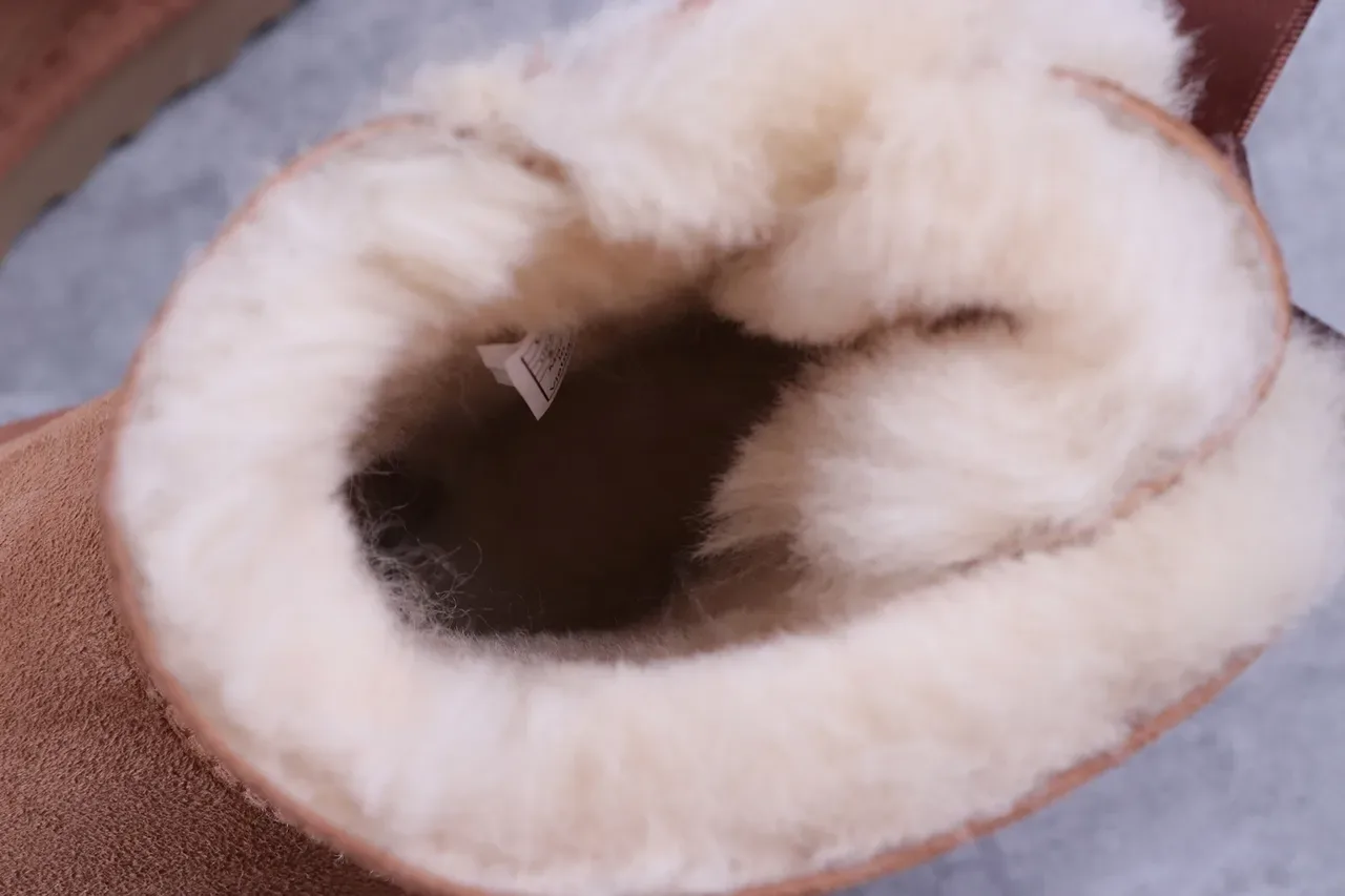 UGG Classic Mini Brown Suede Shearling-Lined Snow Boots 2