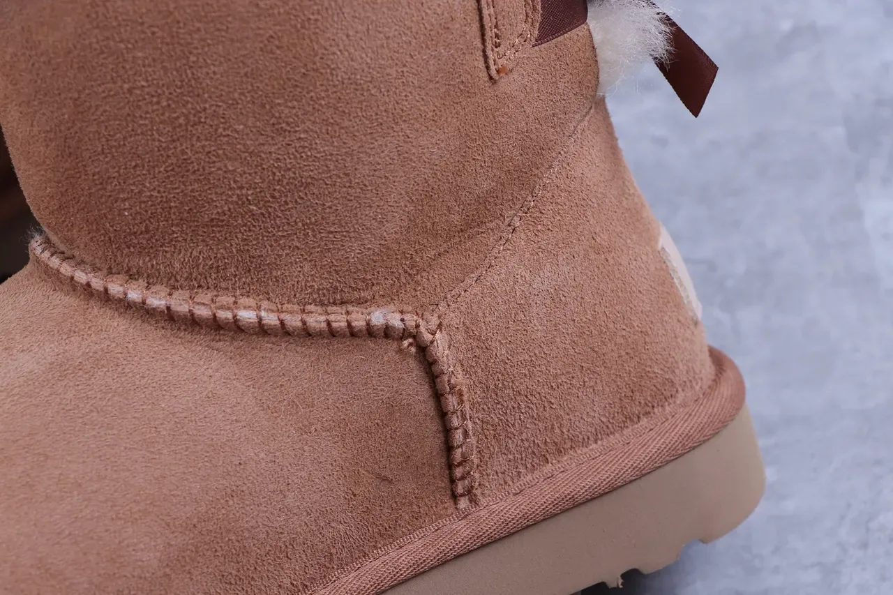 UGG Classic Mini Brown Suede Shearling-Lined Snow Boots 3