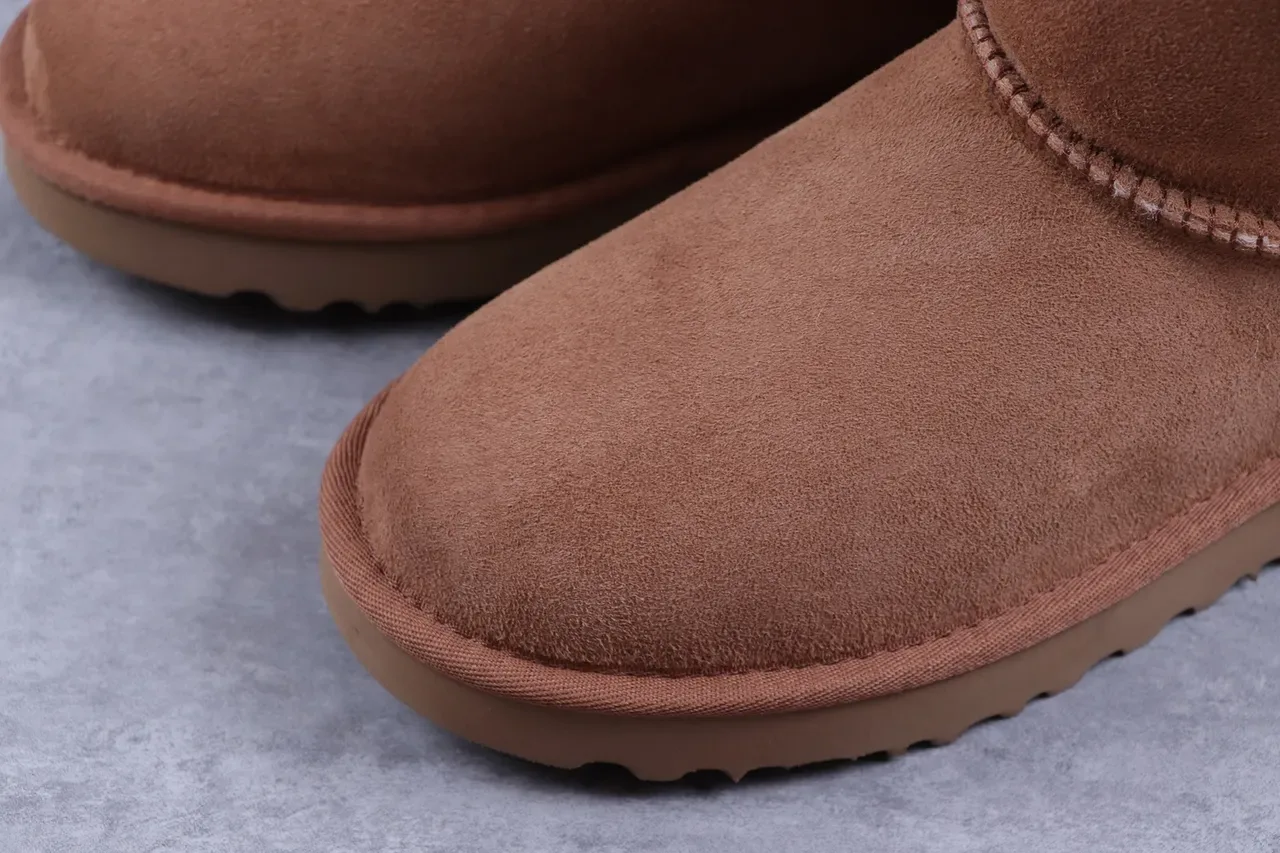 UGG Classic Mini Brown Suede Shearling-Lined Snow Boots 4