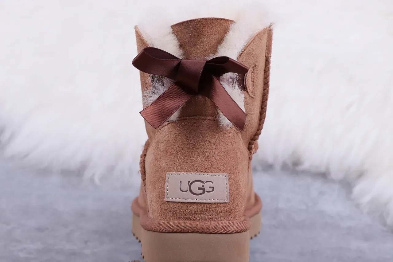 UGG Classic Mini Brown Suede Shearling-Lined Snow Boots 5