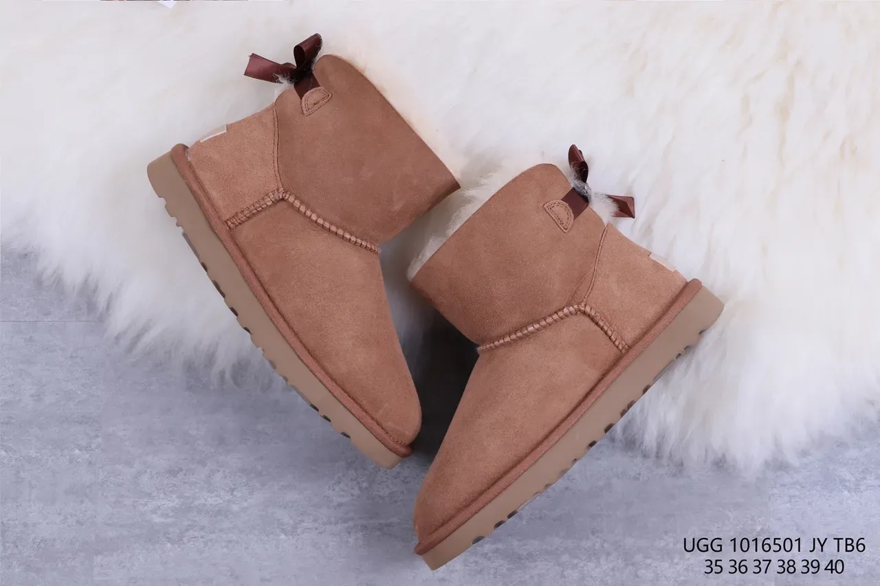 UGG Classic Mini Brown Suede Shearling-Lined Snow Boots 7