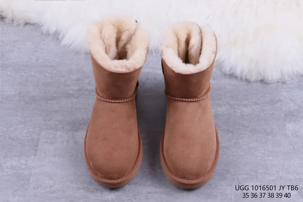 UGG Classic Mini Brown Suede Shearling-Lined Snow Boots 9