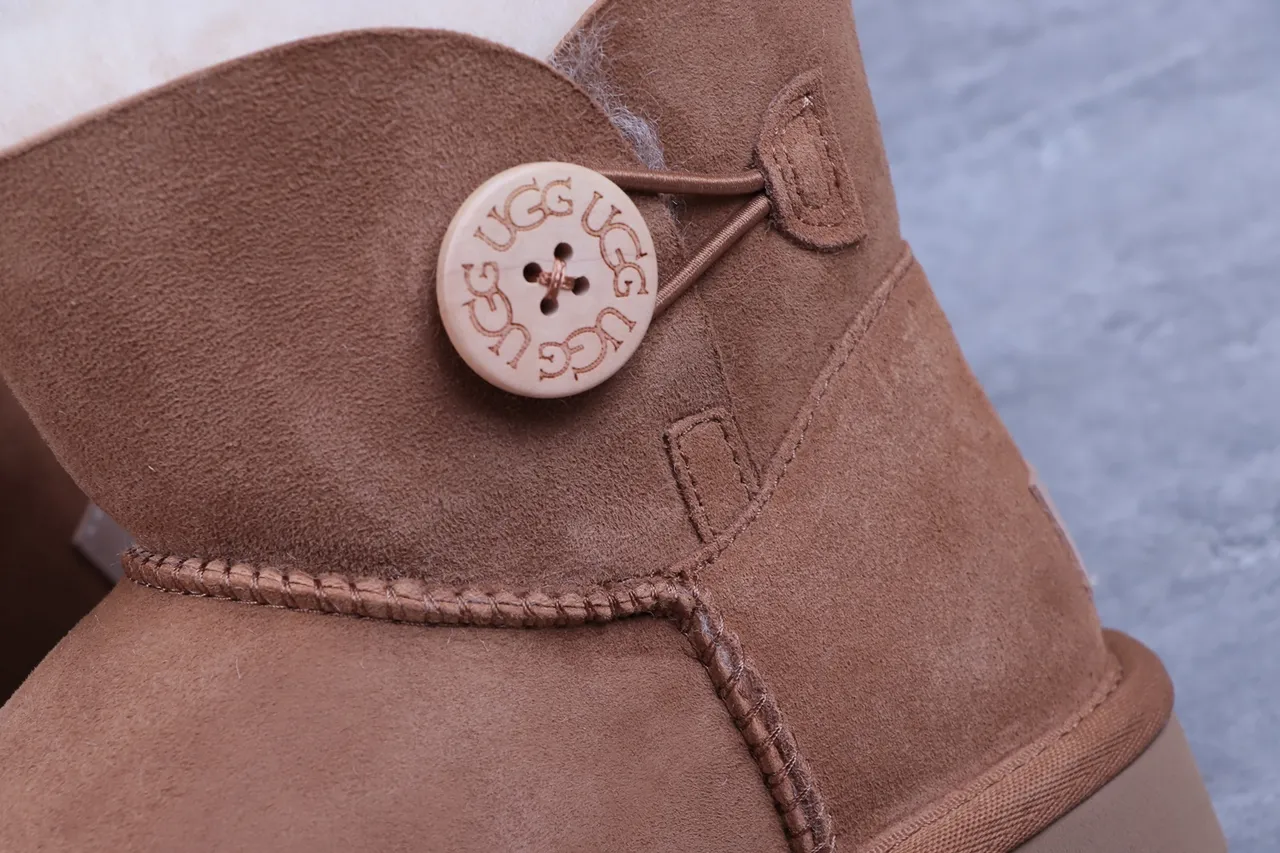 UGG Classic Mini Button Chestnut Suede Ankle Boots 2