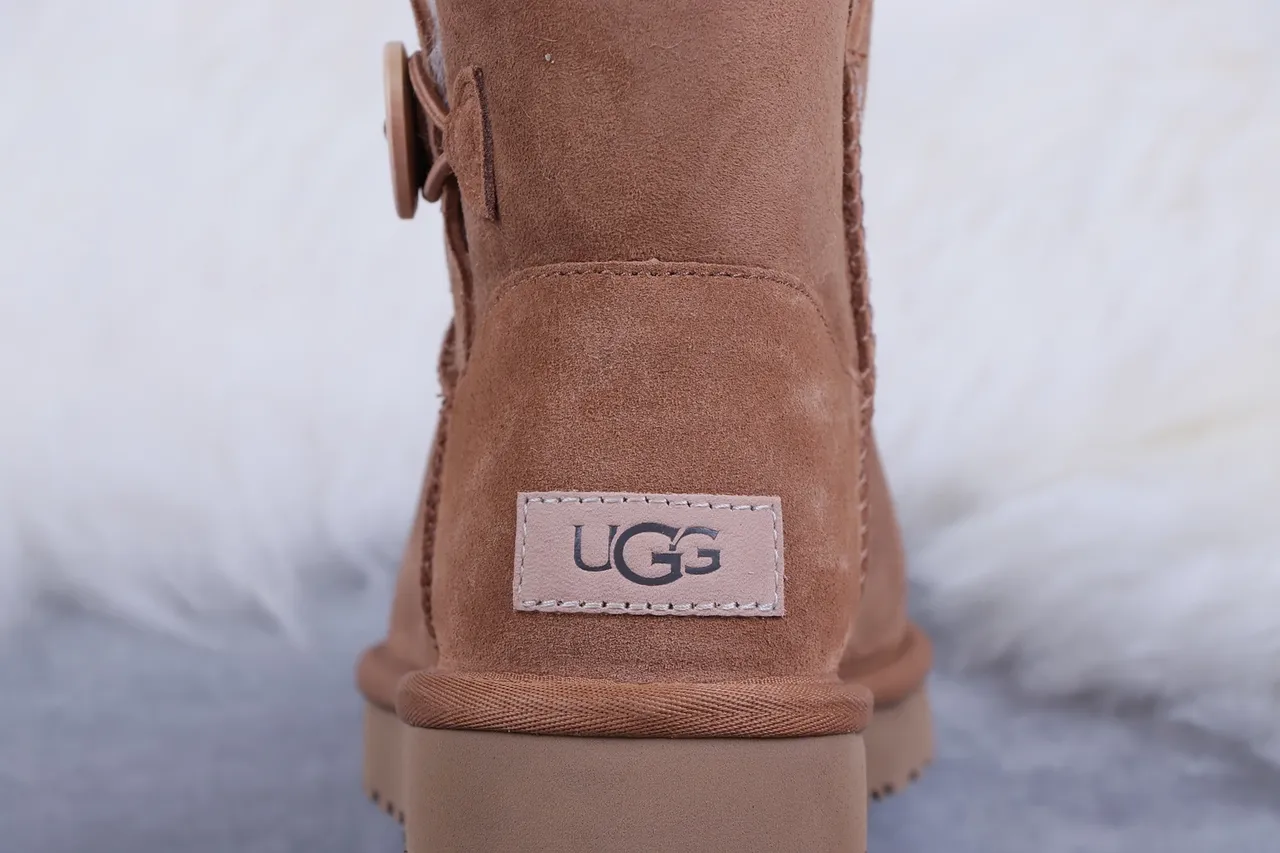 UGG Classic Mini Button Chestnut Suede Ankle Boots 5