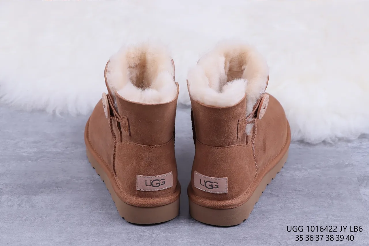 UGG Classic Mini Button Chestnut Suede Ankle Boots 8