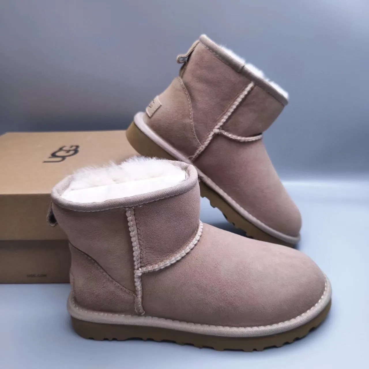 UGG Classic Mini Dusty Rose Suede Snow Boots 4