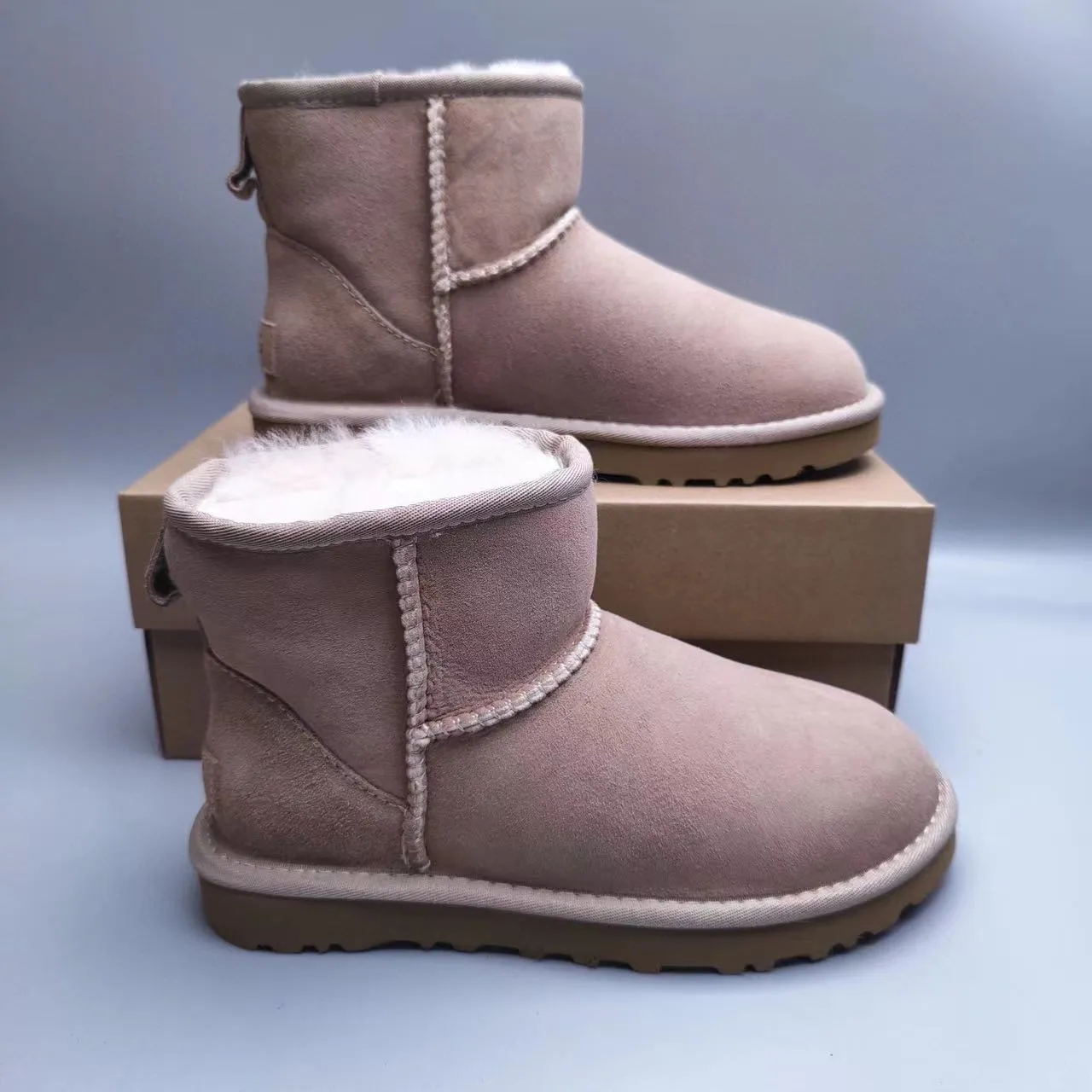 UGG Classic Mini Dusty Rose Suede Snow Boots 7